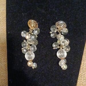 Elegant Gold and Silver Vintage Cluster Earrings